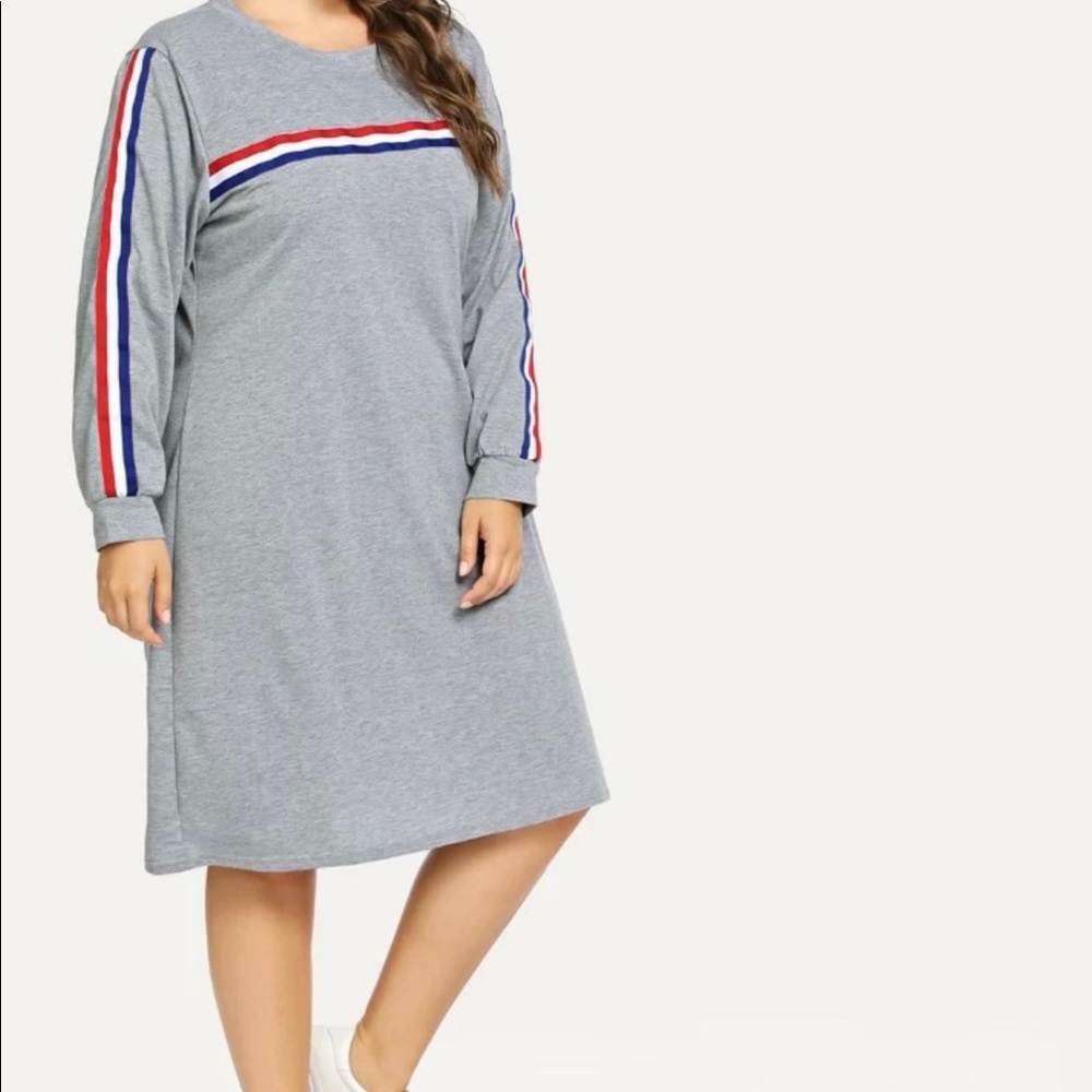 Gray contrast tape dress